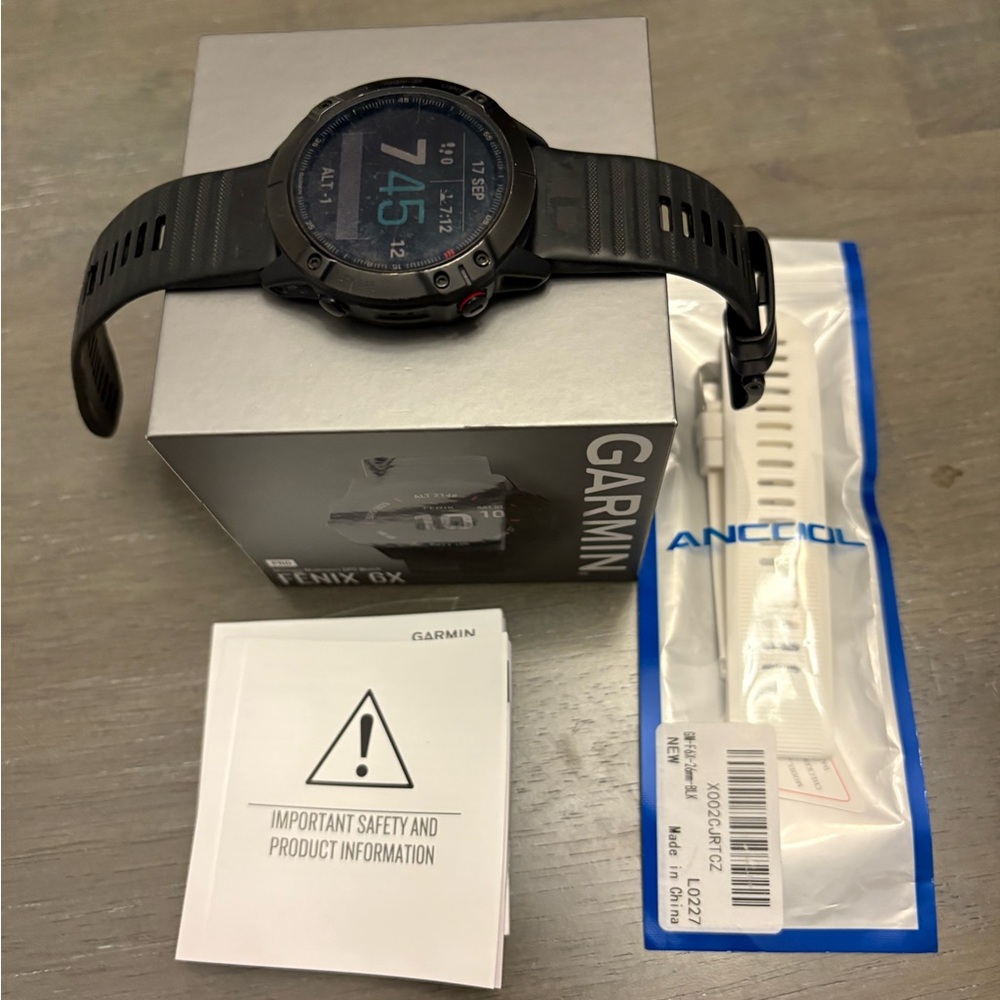 Garmin Fenix 6x Pro Black Smartwatch with Silicone Band